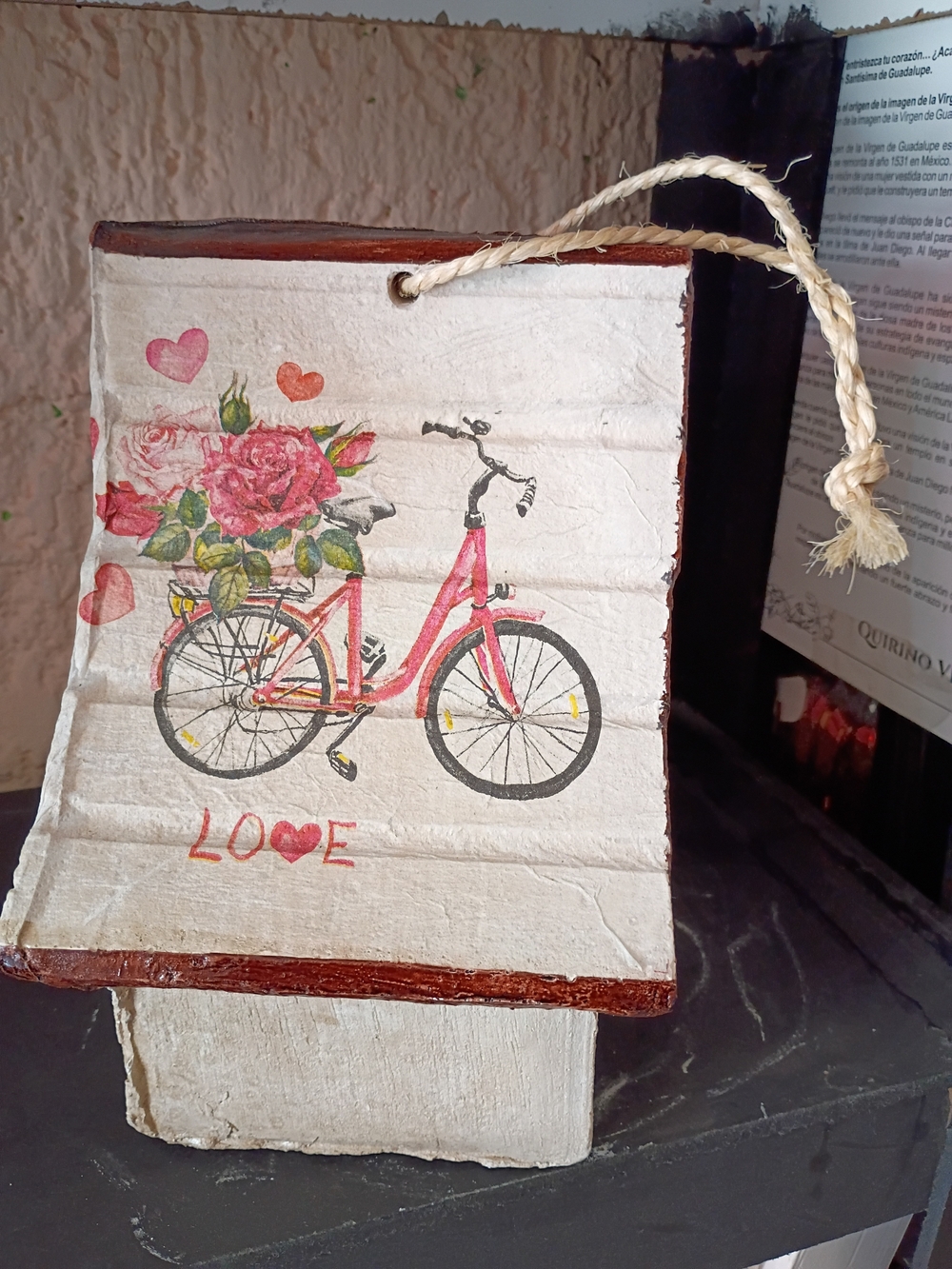 Pink Bicycle Floral Wall Hanging - Home Wall Decor